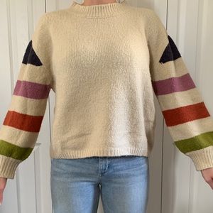 Lush Sweater Striped Balloon Sleeves Size Small